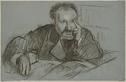 Edmond Duranty, Edgar Degas (French, Paris 1834–1917 Paris), Conté crayon, heightened with white chalk, on blue laid paper