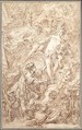 Pygmalion and Galatea, François Boucher (French, Paris 1703–1770 Paris), Brown chalk