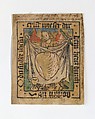 The Sacred Heart on a Cloth Held by an Angel, Anonymous, German, Nuremberg, 15th century, Woodcut, hand-colored, printed on vellum, with gold leaf