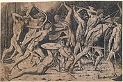 Battle of Hercules and the Giants, Anonymous, Italian, 15th century, Engraving; first state