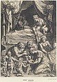 Birth of the Virgin (copy), Julius Goltzius  Netherlandish, Engraving; first state of two