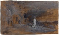 Le Christ sortant du tombeau, Gustave Doré  French, Gouache and brush and brown ink; over black chalk on brown paper