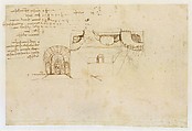Allegory on the Fidelity of the Lizard (recto); Design for a Stage Setting (verso), Leonardo da Vinci (Italian, Vinci 1452–1519 Amboise), Pen and brown ink (recto and verso)