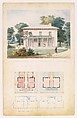 Villa for David Codwise, near New Rochelle, NY (project; elevation and four plans), Alexander Jackson Davis American, Pen and ink, watercolor, graphite