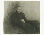 Seated Male Figure with Folded Hands, Edouard Vuillard (French, Cuiseaux 1868–1940 La Baule), Black chalk