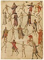 The Dance of Death, Anonymous, German, 16th century, Pen and brown ink, brush and brown ink, watercolor, gouache, gold paint