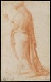 Young Man Standing in Profile Facing Left (recto); Sketch of Two Capitals (verso), Bachiacca (Francesco d&#39;Ubertino Verdi) (Italian, Florence 1494–1557 Florence), Red chalk