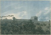 View of the Villa Lante on the Janiculum in Rome, John Robert Cozens (British, London 1752–1797 London), Brush and watercolor over traces of graphite