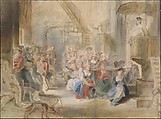 A Sermon in a Village Church, Peter Paul Rubens (Flemish, Siegen 1577–1640 Antwerp), Black chalk, oil- and water-based paints