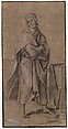 Saint Thomas, Hans Holbein the Younger (German, Augsburg 1497/98–1543 London), Pen and black ink, brush and gray wash, heightened with white gouache