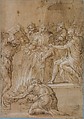 The Cumaean Sibyl before Tarquin the Proud, Niccolò dell&#39; Abate (Italian, Modena 1509–1571 Fontainebleau (?)), Pen and brown ink, brush and brown wash, highlighted with white gouache, on traces of leadpoint or black chalk