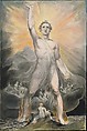 Angel of the Revelation (Book of Revelation, chapter 10), William Blake (British, London 1757–1827 London), Watercolor, pen and black ink, brush and wash, over traces of graphite