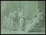 King Charles VIII of France with the Dying Gian Galeazzo Sforza at Pavia, Pelagio Palagi (Italian, Bologna (?) 1775/77–1860 Turin), Graphite, highlighted with white gouache