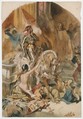 Massacre de Nesle (1472), Edouard-Alexandre Odier (French, Hamburg 1800–1887 Paris), Watercolor and gouache over graphite, and a little red chalk