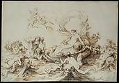 The Triumph of Venus, André Lebrun (French, Paris 1737–1811 Wilna), Pen and brown ink, brush and  brown and gray-green wash, over black chalk