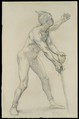 Nude Male Figure with a Sword, Alexandre Cabanel (French, Montpellier 1823–1889 Paris), Black chalk