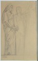 Saints Adrian and Natalia, Hippolyte Flandrin (French, Lyons 1809–1864 Rome), Graphite on beige paper