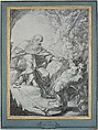 St. Anthony of Egypt Driving Away Devils, Grégoire Huret (French, Lyon 1606–1670 Paris), Black chalk, heightened with white, on gray prepared paper