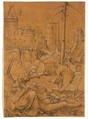 Samson and Delilah, Albrecht Altdorfer (German, Regensburg ca. 1480–1538 Regensburg), Pen and black ink with white heightening