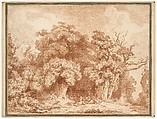 A Gathering at Wood's Edge, Jean Honoré Fragonard (French, Grasse 1732–1806 Paris), Red chalk