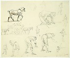 Studies of Soldiers and Cart Horses, Isidore Pils (French, Paris 1813/15–1875 Douarnenez), Graphite, brown wash