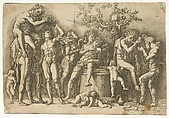 Bacchanal with a Wine Vat, Andrea Mantegna (Italian, Isola di Carturo 1430/31–1506 Mantua), Engraving and drypoint