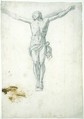 Christ on the Cross, Attributed to Girolamo Muziano (Italian, Acquafredda, Brescia 1528–1592 Rome), Black chalk; traces of reddish-brown oil paint at lower left