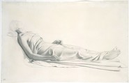 Drapery Study for the Figure of the Dying Mary Magdalen, Paul (Hippolyte) Delaroche  French, Black chalk, stumped, with touches of brownish red chalk