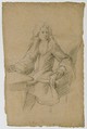 Gentleman Seated at a Table, François de Troy (French, Toulouse 1645–1730 Paris), Black chalk, heightened with white, on beige paper
