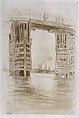 The Tall Bridge, James McNeill Whistler (American, Lowell, Massachusetts 1834–1903 London), Lithotint with scraping, first state of two (Chicago), printed in brown ink on
Japanese paper mounted on off-white plate paper