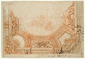 Design for the Decoration of a Ceiling, Charles de la Fosse (French, Paris 1636–1716 Paris), Red and black chalk, pen and brown ink