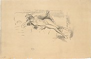 Nude Model Reclining (Nude Model Resting), James McNeill Whistler (American, Lowell, Massachusetts 1834–1903 London), Transfer lithograph with stumping; third state of three (Chicago); printed  in black ink on cream laid paper