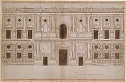 Study for the West Façade of the Palace of Charles V, The Alhambra, Granada, attributed to Juan de Orea (Spanish, born Granada (?), died Granada (?) 1580), Pen and brown ink, brush and brown wash