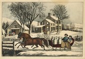 Winter Morning in the Country, Currier & Ives American, Hand-colored lithograph