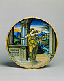 The Death of Lucretia, F. R. (painter), Tin-glazed earthenware (maiolica)