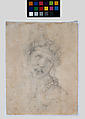 Female Figure Seen in Bust-Length from the Front (Cleopatra) (recto and verso), Michelangelo Buonarroti (Italian, Caprese 1475–1564 Rome), Black chalk (recto and verso)