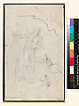 Study for the draped figure of Christ (recto); Two studies of a left hand, one showing part of the forearm and a standing figure (verso), Michelangelo Buonarroti (Italian, Caprese 1475–1564 Rome), Black chalk, traces of stylus-ruled lines (recto and verso)