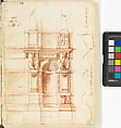 Libretto (fol. 14r), Aristotile da Sangallo (Italian, Florence 1481–1551 Florence), Pen and brown ink, brown and brown wash, over ruling compass, leadpoint or black chalk