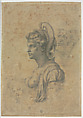 Study of an ideal bust of a Woman: the 'Zenobia' for Gherardo Perini (recto); Anatomical sketches (verso), Michelangelo Buonarroti (Italian, Caprese 1475–1564 Rome), Black chalk