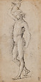 Bacchus with Satyr, Perugino (Pietro di Cristoforo Vannucci)  Italian, Black chalk, partly reworked in pen and dark brown ink, with some brush and brown wash, highlighted with white gouache, over preliminary stylus underdrawing, on paper very lightly washed pale gray-beige