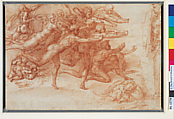 Archers Shooting at a Herm, Michelangelo Buonarroti (Italian, Caprese 1475–1564 Rome), Red chalk