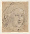 Head of a Young Man, Raphael (Raffaello Sanzio or Santi) Italian, Black chalk over preliminary stylus underdrawing, highlighted with traces of white gouache, on paper