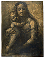 The Virgin and Child (Cartoon for the Mackintosh Madonna), Raphael (Raffaello Sanzio or Santi)  Italian, Black chalk, charcoal, highlighted with touches of white chalk, with incised compass arcs and a vertical axis line; outlines incised and pricked for transfer of the design, and rubbed with pouncing dust; on two sheets glued with overlapping seams (original paper support); retouching and integrations by early restorers