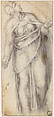 The Virgin at the Foot of the Cross (recto); The Same Figure Traced Through (verso), Michelangelo Buonarroti (Italian, Caprese 1475–1564 Rome), Black chalk (recto and verso)