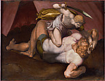 David and Goliath, Daniele da Volterra (Daniele Ricciarelli) (Italian, Volterra 1509–1566 Rome), Oil on stone