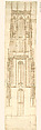 Elevation of the Tower of the Dom (imperial cathedral) in Frankfurt am Main (Drawing C), Nikolaus Quecke German, Pen and brown ink, over blind ruling with stylus, guided by compass and straightedge, on paper
