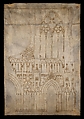 Partial Elevation of the Facade of Strasbourg Cathedral (Drawing A'), Erwin von Steinbach  German, Pen and brown ink on parchment