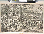 Peasant Fair, Peeter van der Borcht (Netherlandish, Mechelen ca. 1535–1608 Antwerp), Etching from two plates printed on two sheets