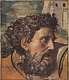 Head of a Soldier (Cartoon Fragment for the Resurrection, Scuola Nuova Tapestry Series), Giulio Romano  Italian, Brush and color gouache on paper, mounted on canvas