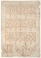 Studies of Tracery Variations, Madern Gerthener, Pen and brown ink, over blind ruling with stylus, guided by compass and straightedge, on paper